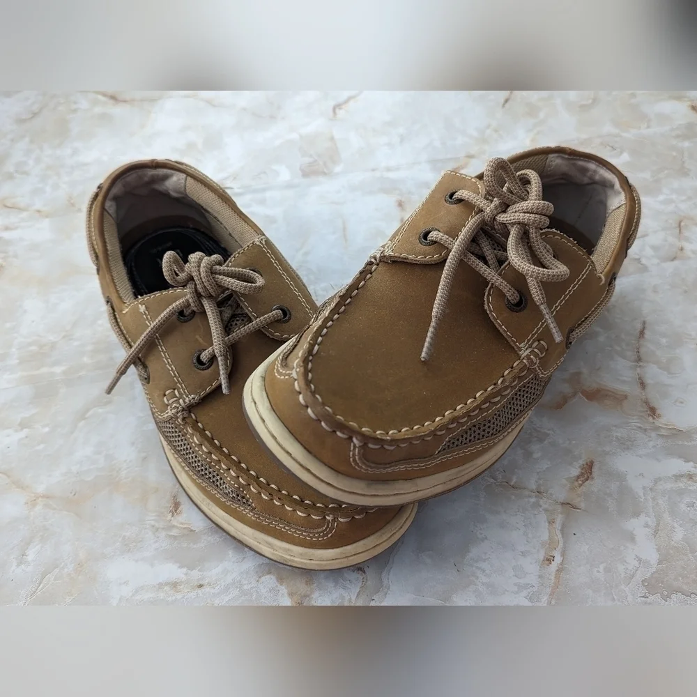 Margaritaville Men Lace Up Boat Shoes Brown Leather Casual Deck Loafer 8…